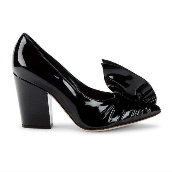 NWT$825 Sergio Rossi Black Ruched Patent Leather Pumps Heels Sandals Sz 37 (7) - Picture 1 of 14